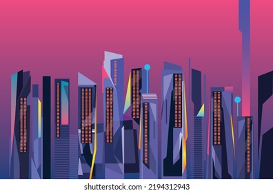 Neon City - Vector Illustration