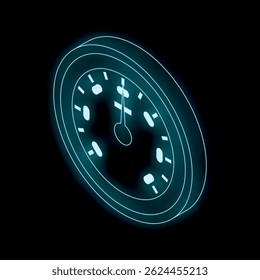 Neon clock is glowing blue against a black background, reminding us that time is always passing