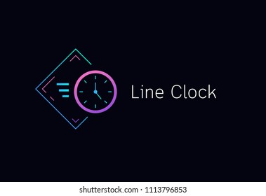 neon clock icon, vector alarm concept