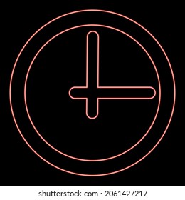 Neon clock red color vector illustration flat style light image