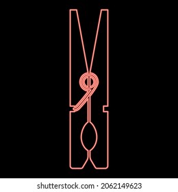 Neon clothespeg color rojo ilustración vectorial estilo plano imagen de luz