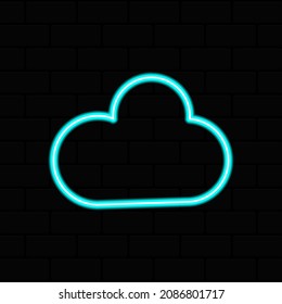 Icono de nube de neón. Signo de neón brillante en la nube, pictograma de tecnología de contorno. Ilustración del vector