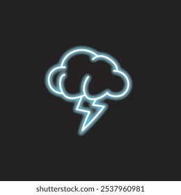 Neonwolke einzeln auf schwarzem Hintergrund. Wolkensymbol mit leuchtenden Neonlinien. Vektorgrafik.