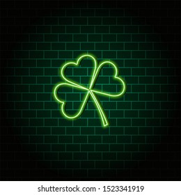 Neon clover. Saint Patrick vector symbol