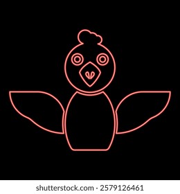 Neon cockerel chick bird young poultry concept red color vector illustration image flat style