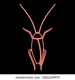 Neon cockroach red color vector illustration flat style light image