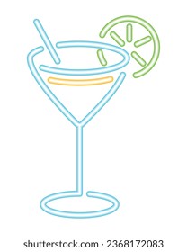 neon cocktail bright icon isolated