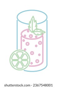 neon cocktail drink illustration isolated