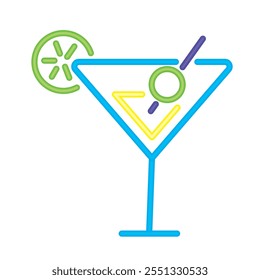 neon cocktail drink with lime isolated