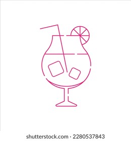 Neon Cocktail Glasses Design Vector