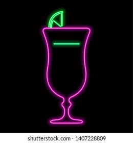 Neon cocktail icon on a black background - Vector