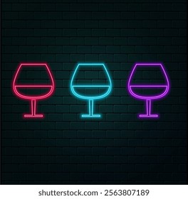 Neon cocktail sign. Vector illustration..
