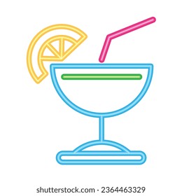 neon cocktail with straw vector isolated