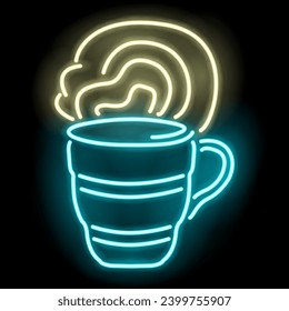 Neon-Kaffee- und Teezeichen auf dunklem Hintergrund - glänzende Vektorgrafik, perfekt für moderne Designs und Präsentationen - EPS10
Neonzeichen mit Tasse Kaffee oder Tee, Vektorgrafik, EPS10, dunkler Hintergrund