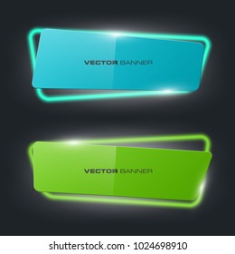 Neon colloquial. Speech bubble banner. Nameplate neon shape. Rectangle form advertising banner poster. Flat title banner image. Advertising neon shape. label ribbon tag. Straight arrow ribbon banner