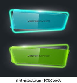 Neon colloquial. Speech bubble banner. Nameplate neon shape. Rectangle form advertising banner poster. Flat title banner image. Advertising neon shape. label ribbon tag. Straight arrow ribbon banner