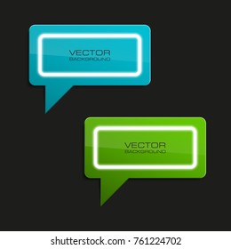 Neon colloquial. Speech bubble banner. Nameplate neon shape. Rectangle form advertising banner poster. Flat title banner image. Advertising neon shape. label ribbon tag. Straight arrow ribbon banner
