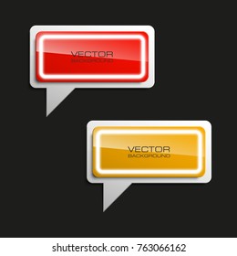 Neon colloquial. Speech bubble banner. Nameplate neon shape. Rectangle form advertising banner poster. Flat title banner image. Advertising neon shape. label ribbon tag. Straight arrow ribbon banner
