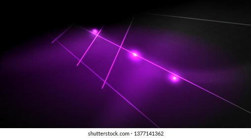 Neon color abstract lines on black