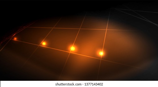 Neon color abstract lines on black