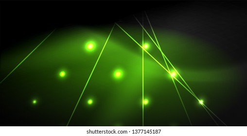 Neon color abstract lines on black