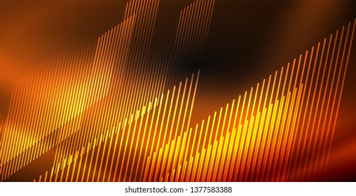 Neon color abstract lines on black