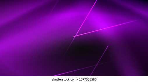 Neon color abstract lines on black