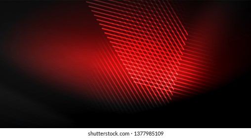 Neon color abstract lines on black