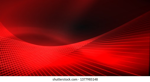 Neon color abstract lines on black