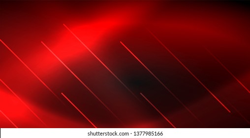 Neon color abstract lines on black