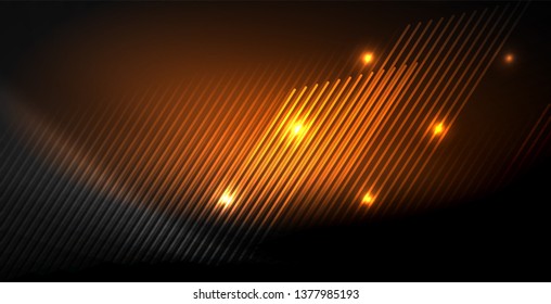 Neon color abstract lines on black