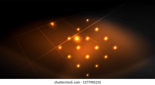 Neon color abstract lines on black