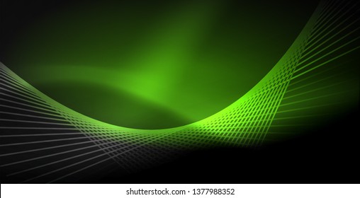 Neon color abstract lines on black