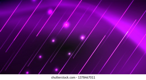 Neon color abstract lines on black