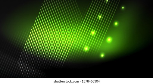 Neon color abstract lines on black