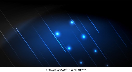 Neon color abstract lines on black