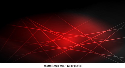 Neon color abstract lines on black