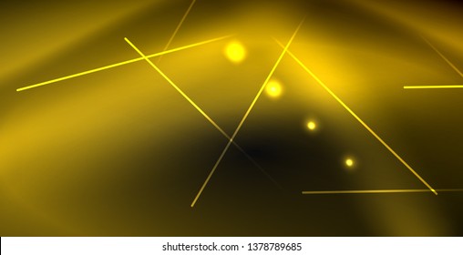Neon color abstract lines on black