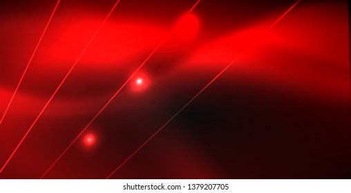 Neon color abstract lines on black