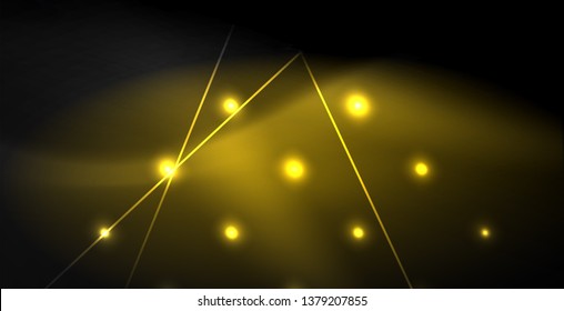 Neon color abstract lines on black