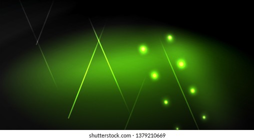 Neon color abstract lines on black