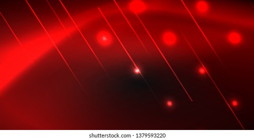 Neon color abstract lines on black