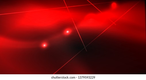 Neon color abstract lines on black