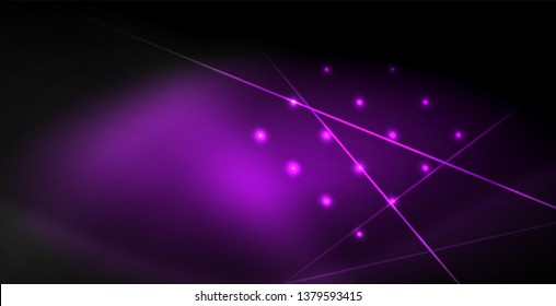 Neon color abstract lines on black