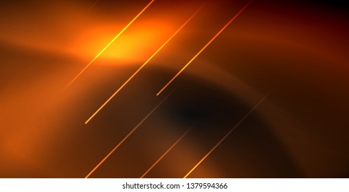 Neon color abstract lines on black