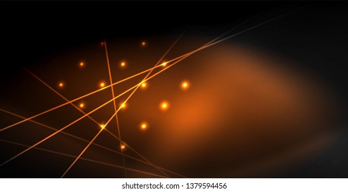 Neon color abstract lines on black