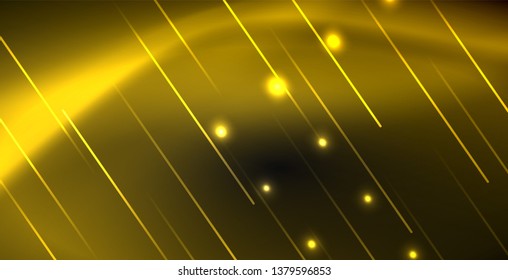 Neon color abstract lines on black
