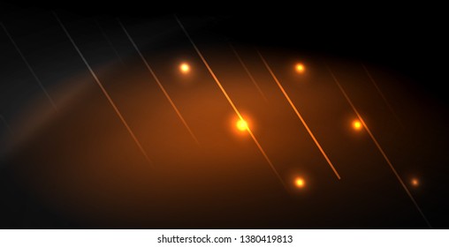 Neon color abstract lines on black