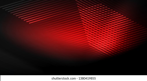 Neon color abstract lines on black