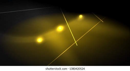 Neon color abstract lines on black